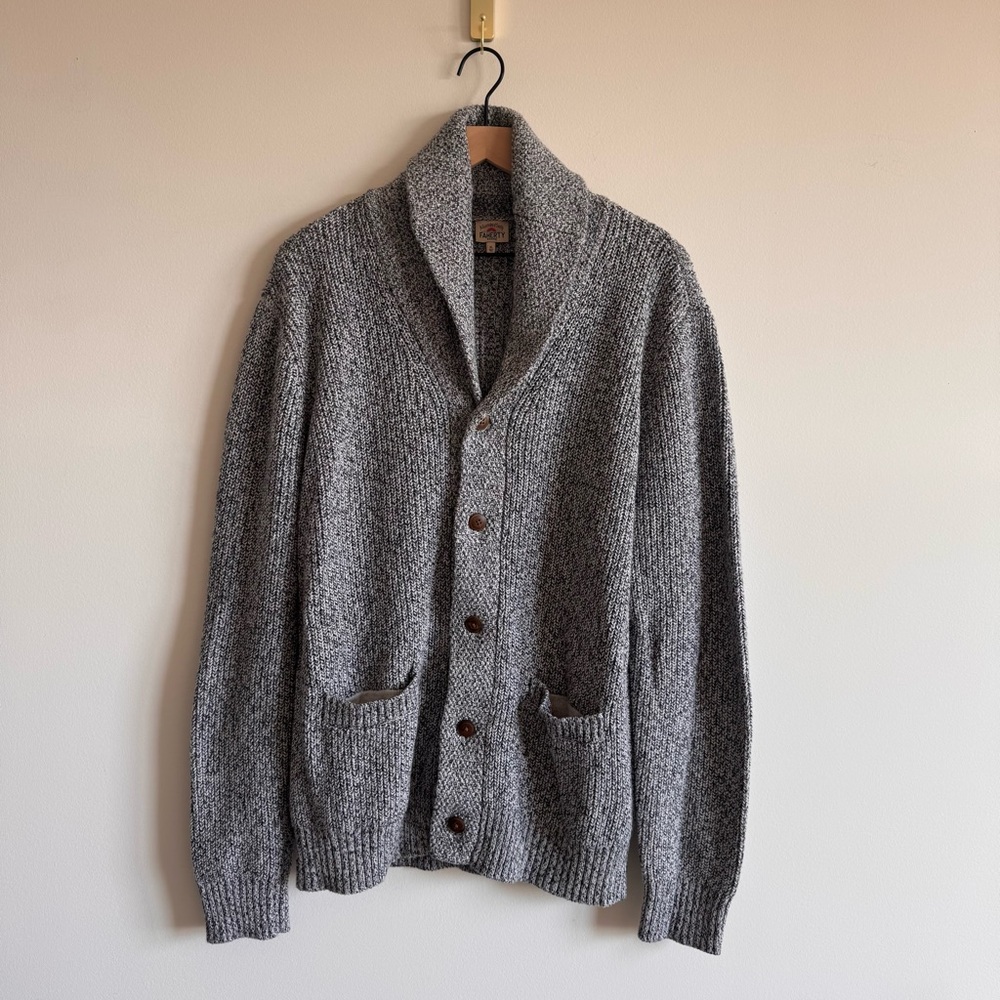 Faherty | Heather Gray Marled Cotton Cashmere Knit Cardigan ~ XL Like New - Picture 9 of 11